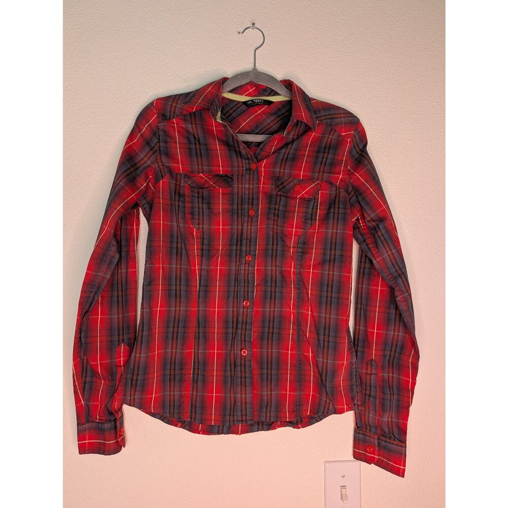 Arc’teryx Women Fernie Red Plaid Button Down Shirt S Gorpcore Activewear Travel